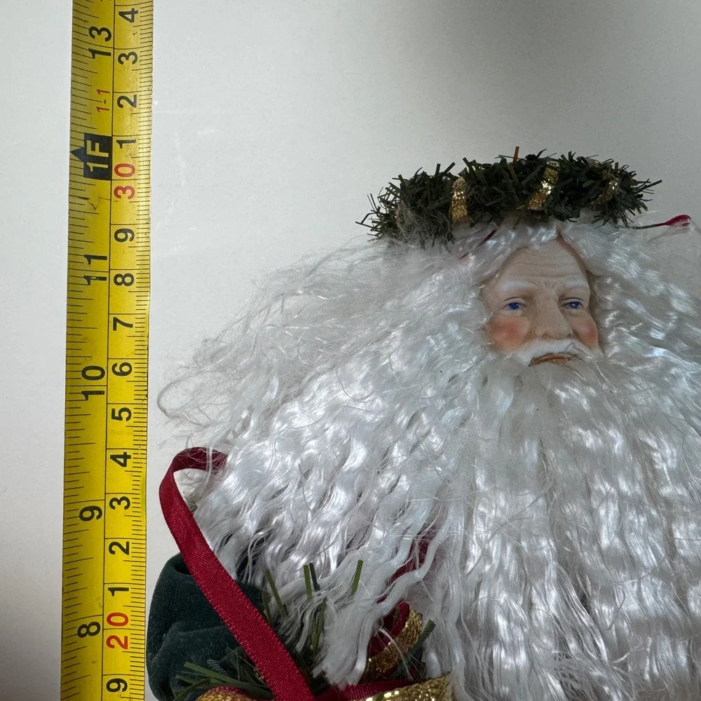 Midwest Importers Vintage Santa Claus Figure 12 Inch Red Velvet‎ Green Robe Box